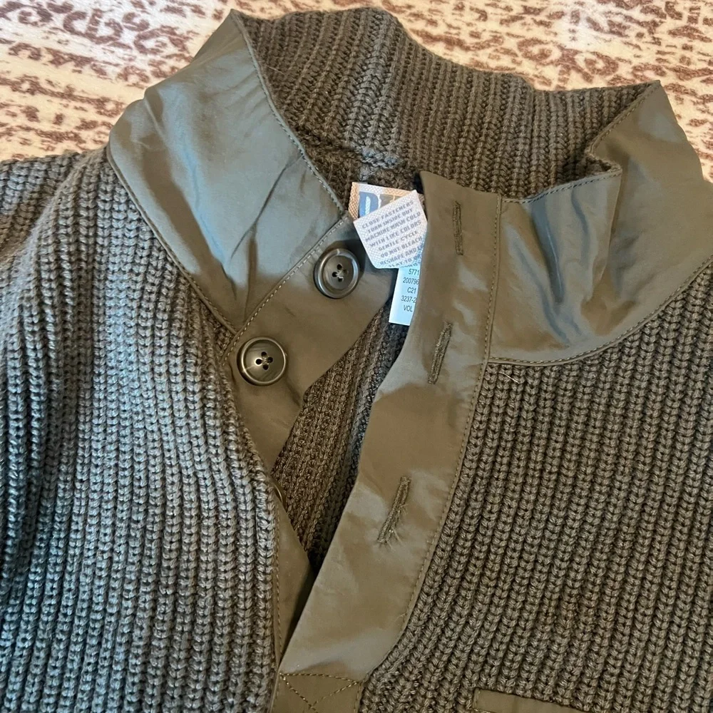 Duluth Trading Sweater Mens Medium Olive Green Shawl Collar Sweater Size Large - Picture 4 of 5